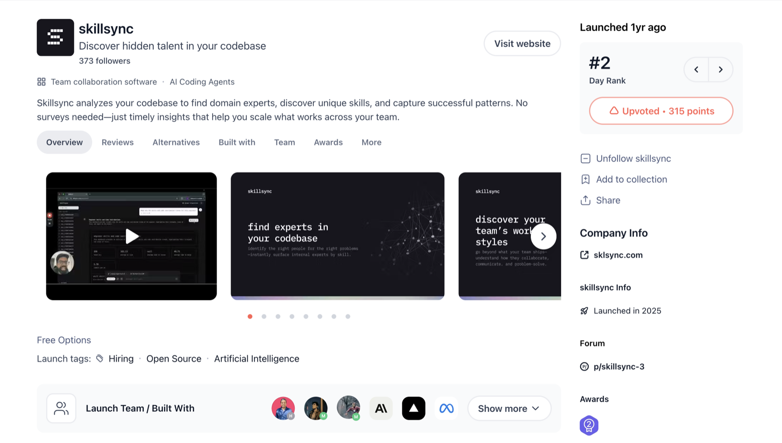 Skillsync on Product Hunt, #2 of the day