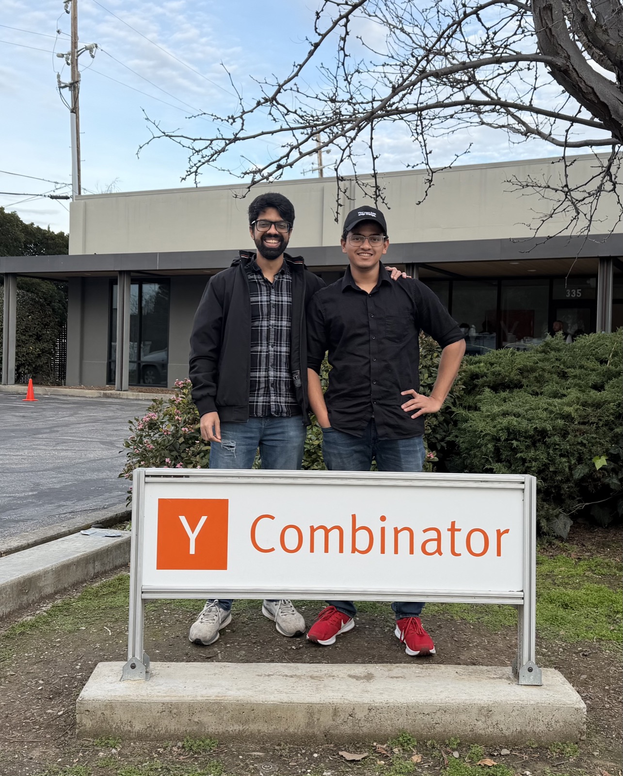 at the YC sign
